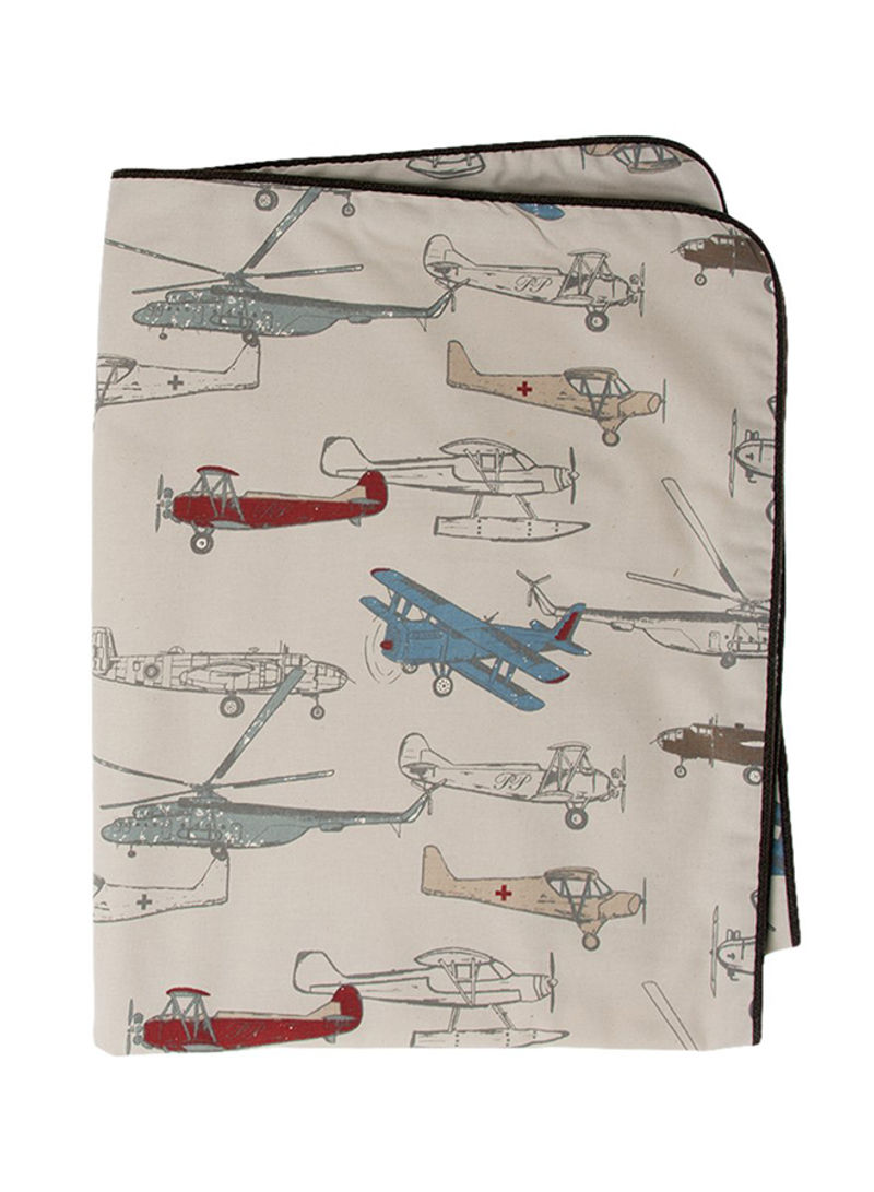 Airplane Jean Fly By Printed Throw Beige 34 x 42inch