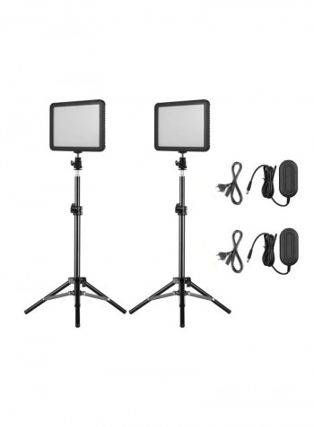 Set Of 2 LED Video Photography Light Kit - EU Plug 18x80x13centimeter Black