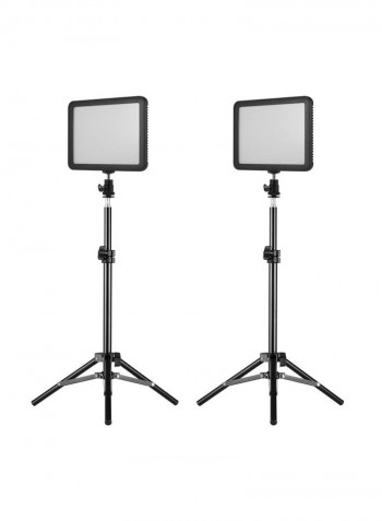 Set Of 2 LED Video Photography Light Kit - EU Plug 18x80x13centimeter Black