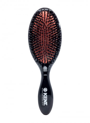 Oval Cushion Hair Brush With Cleaner Black 8.5inch