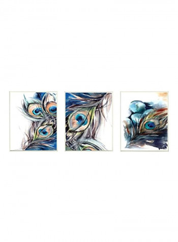 2-Piece Decorative Wall Art Set White/Blue 10x0.5x15inch