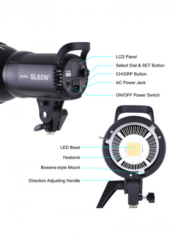 Wireless Remote Control LED Video Light Black