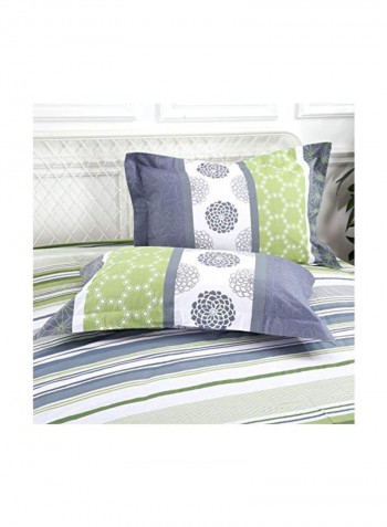 3-Piece Serene Duvet Cover Set White Grey/Lettuce Green Queen