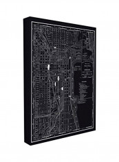 Vintage Map Canvas Wall Art Black/White 24x1.5x30inch