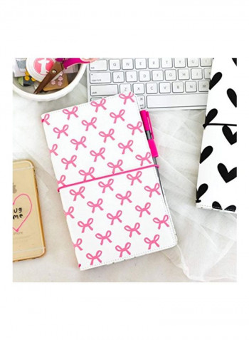 Bows Printed Hardcover Notebook Pink/White