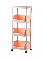 4-Tiered Kitchen Storage Cart Pink 114.5x34.5x28cm