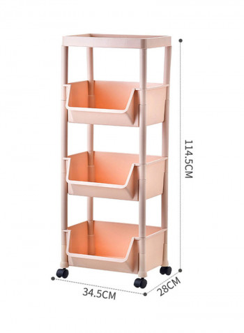4-Tiered Kitchen Storage Cart Pink 114.5x34.5x28cm