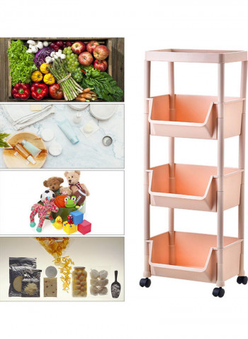 4-Tiered Kitchen Storage Cart Pink 114.5x34.5x28cm