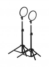 6-Piece LED Camera Video Light And Stand Kit Black