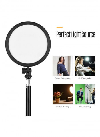 6-Piece LED Camera Video Light And Stand Kit Black