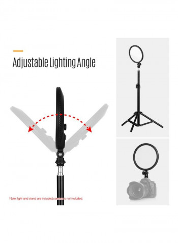 6-Piece LED Camera Video Light And Stand Kit Black