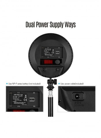 6-Piece LED Camera Video Light And Stand Kit Black