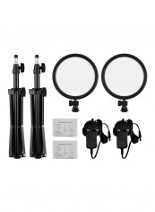 6-Piece LED Camera Video Light And Stand Kit Black