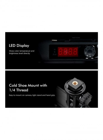 6-Piece LED Camera Video Light And Stand Kit Black