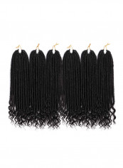 6-Piece Locs With Curly Ends Synthetic Hair Extension Black 20inch