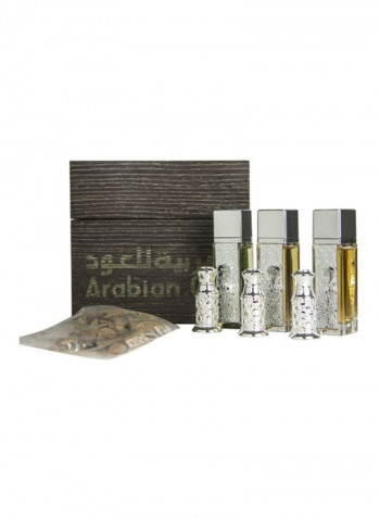 مجموعة هدايا عطر الصفوة 3xConcentrated Perfume(50 ml0, 2xAgar Wood Oil(3 ml), Incense(3 ml), 1xOUD (60 gm)