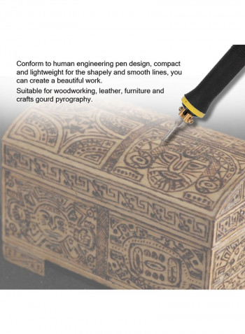 Multifunctional Digital Electric Gourd Wooden Pyrography Machine Instrument with 2pcs Pens 23pcs Heating Pen Heads Multicolor 25.0x19.0x18.0cm