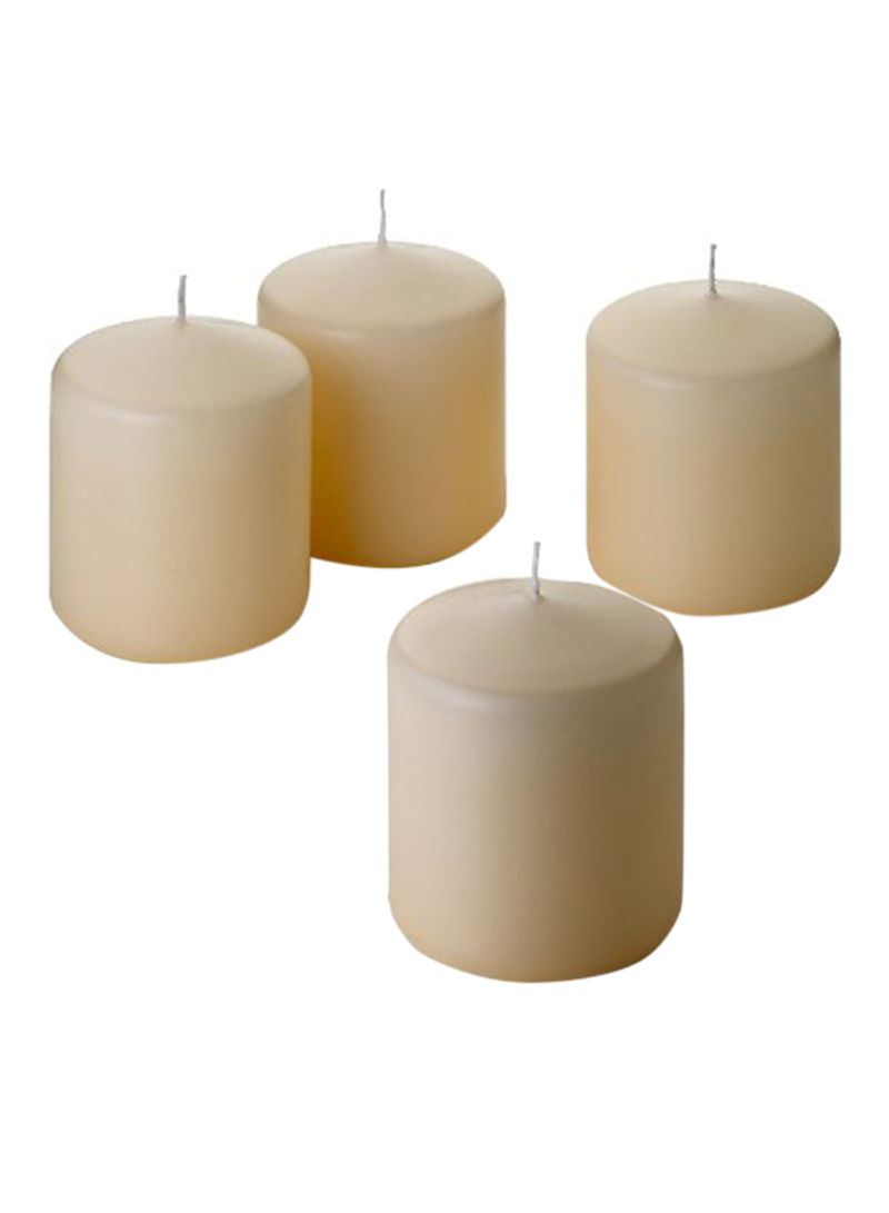 Set of 4 French Vanilla Scented Pillar Candles Off White 3x3inch