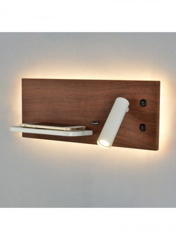 Wall Light With Wireless USB 5V Charger Brown/White