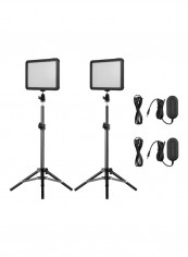 Photography Light Kit With 2 LED Video Light Photography Light 18x13.5x1.5 cm, Tripod 80cm Black/White