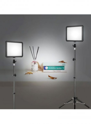 Photography Light Kit With 2 LED Video Light Photography Light 18x13.5x1.5 cm, Tripod 80cm Black/White
