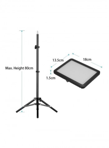 Photography Light Kit With 2 LED Video Light Photography Light 18x13.5x1.5 cm, Tripod 80cm Black/White