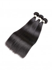 3-Piece Brazilian Virgin Straight Human Hair Extension Black