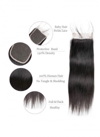 3-Piece Brazilian Virgin Straight Human Hair Extension Black