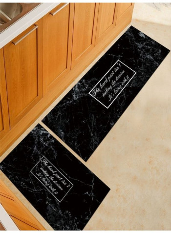 1-Piece Modern Marbling Print Washable Rectangular Bedside Mat Black/White 140x200cm