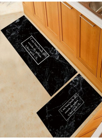 1-Piece Modern Marbling Print Washable Rectangular Bedside Mat Black/White 140x200cm