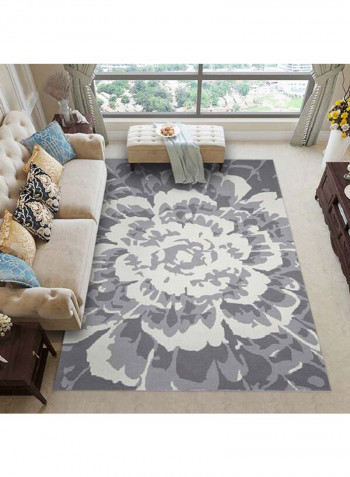 3D Floral Pattern Floor Rug Grey/White 140x200cm