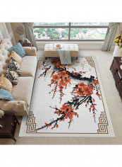 Floral Design Rug White/Black/Brown 140x200cm