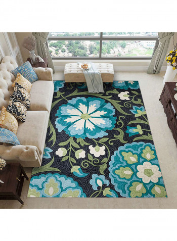 Flowers Pattern Rectangle Rug Multicolour 140x200cm