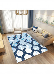 Color Block Geometric Pattern Living Room Carpet Multicolour 140x200cm