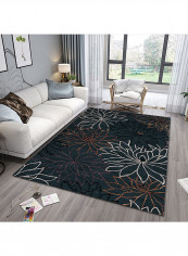 Flower Pattern Carpets Black/Gold/White 140x200cm