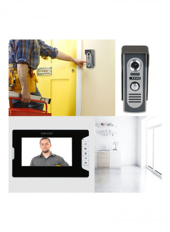 Doorbell Intercom System With Monitoring Camera Black/Silver