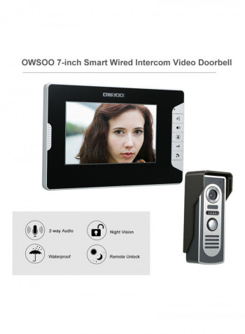 Doorbell Intercom System With Monitoring Camera Black/Silver