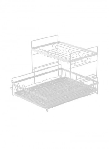 Carbon Steel Dish Rack Large Capacity Storage Rack for Dishes Multifunctional Kitchen Rack Kitchen Sink Drying Shelf Bowl Holder Tool Holder Storage Box with Chopsticks Holder White White 45*25*36cm