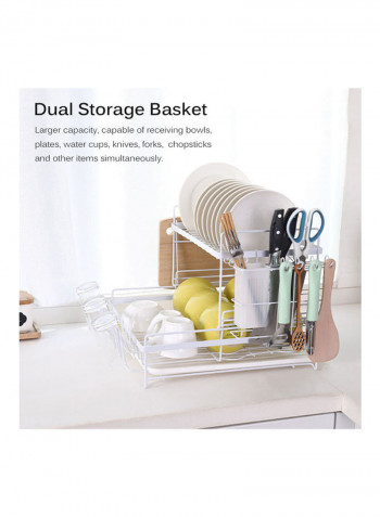 Carbon Steel Dish Rack Large Capacity Storage Rack for Dishes Multifunctional Kitchen Rack Kitchen Sink Drying Shelf Bowl Holder Tool Holder Storage Box with Chopsticks Holder White White 45*25*36cm
