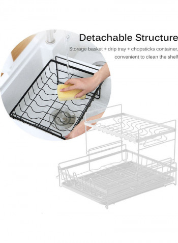 Carbon Steel Dish Rack Large Capacity Storage Rack for Dishes Multifunctional Kitchen Rack Kitchen Sink Drying Shelf Bowl Holder Tool Holder Storage Box with Chopsticks Holder White White 45*25*36cm