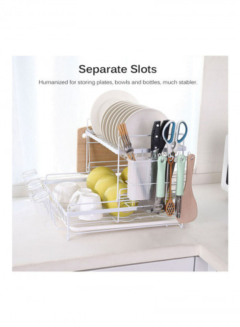Carbon Steel Dish Rack Large Capacity Storage Rack for Dishes Multifunctional Kitchen Rack Kitchen Sink Drying Shelf Bowl Holder Tool Holder Storage Box with Chopsticks Holder White White 45*25*36cm