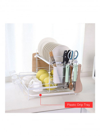 Carbon Steel Dish Rack Large Capacity Storage Rack for Dishes Multifunctional Kitchen Rack Kitchen Sink Drying Shelf Bowl Holder Tool Holder Storage Box with Chopsticks Holder White White 45*25*36cm