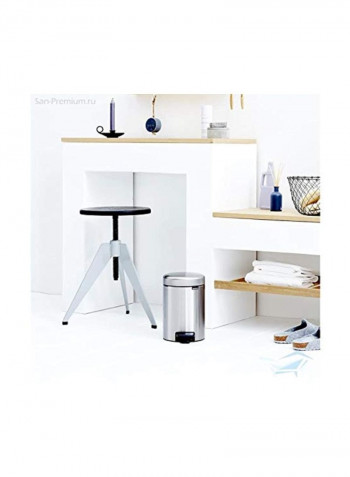 Pedal Recycling Trash Bin Silver/Black 29.1x20.5centimeter