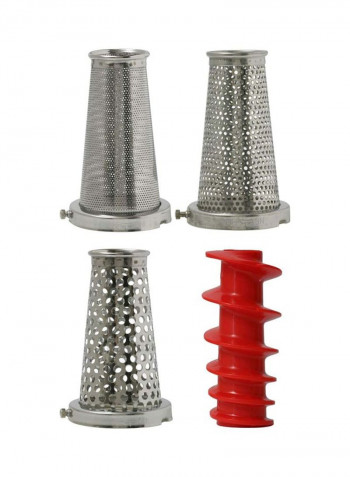 4-Piece Food Strainer Silver/Red