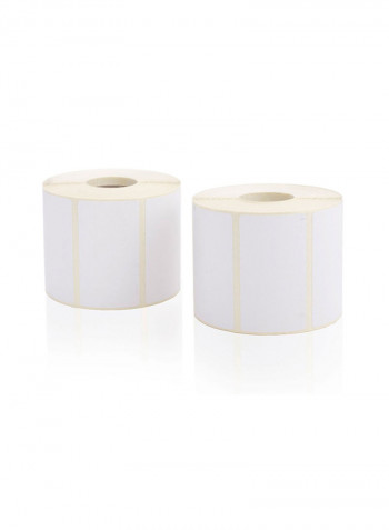 Pack Of 2 Direct Thermal Labels Rolls أبيض