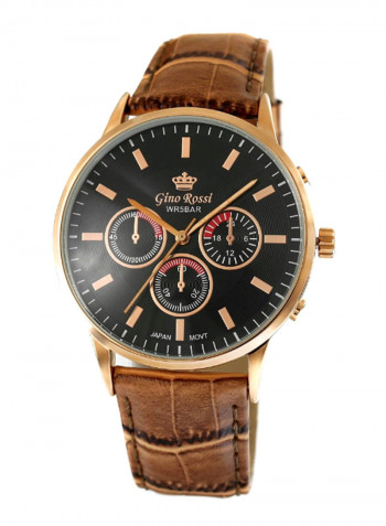 Men's Montreal Round Shape Leather Analog Watch 8185A-1B1