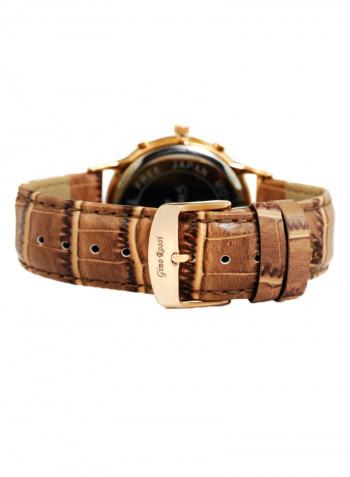 Men's Montreal Round Shape Leather Analog Watch 8185A-1B1