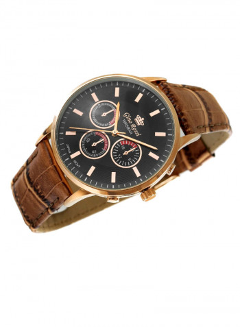 Men's Montreal Round Shape Leather Analog Watch 8185A-1B1
