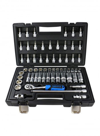 60-Piece Flank Socket Set Silver/Blue/Black