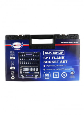 60-Piece Flank Socket Set Silver/Blue/Black